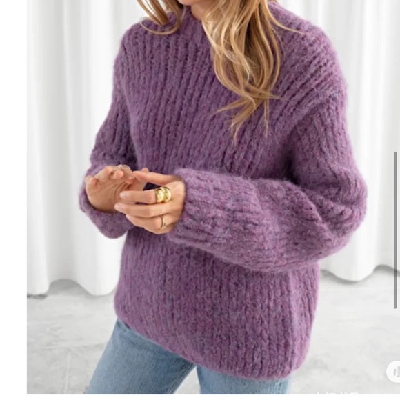 other stories chunky alpaca blend purple sweater